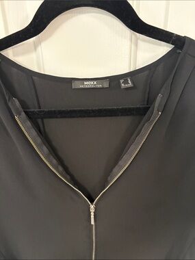 Mexx Black Zip-Front Blouse with Gold-Tone Zipper